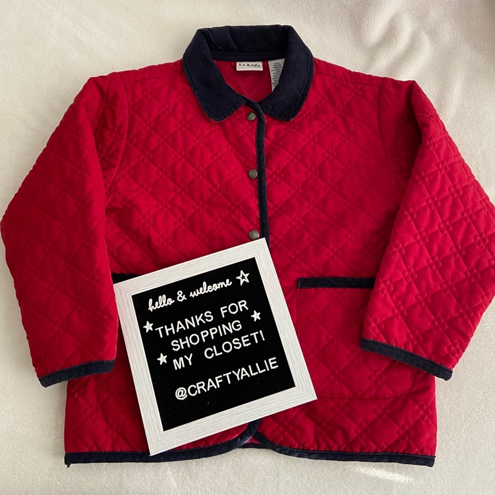 L.L. Bean Red Quilted Jacket || Girls S (8)